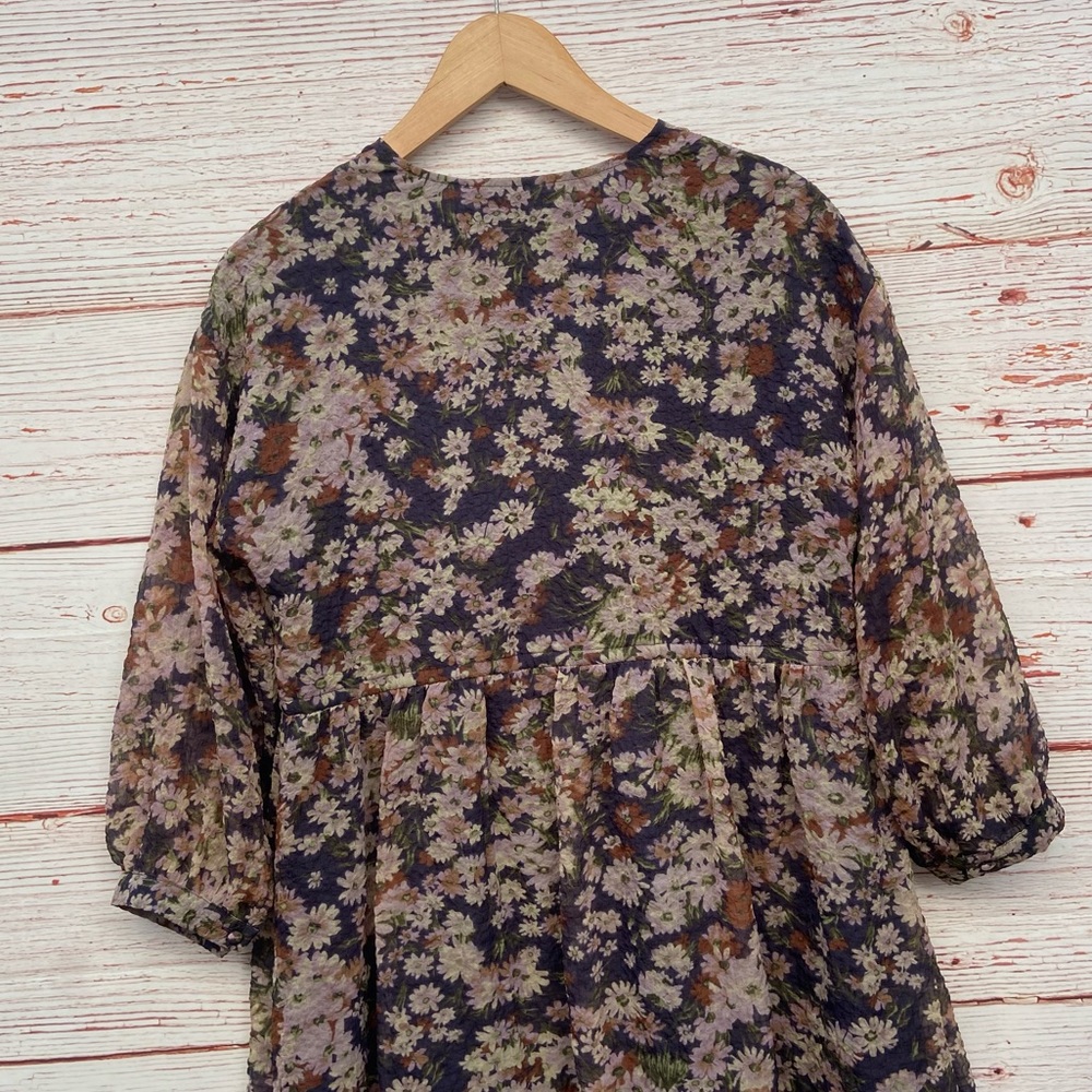 Madewell Drawstring Faux-Wrap Mini Dress in Daisy Reverie Sz S - Picture 12 of 16